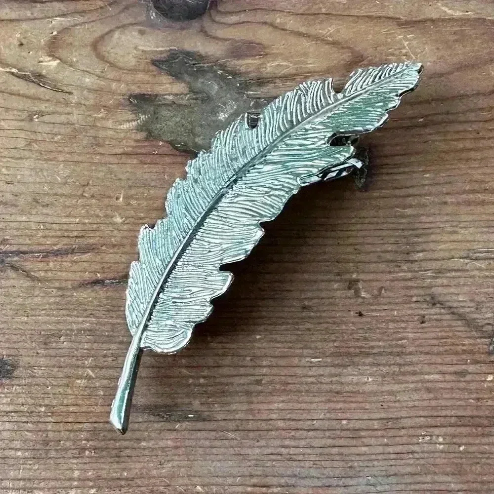 Silver Leaf-Shaped Hair Barrette NWOT